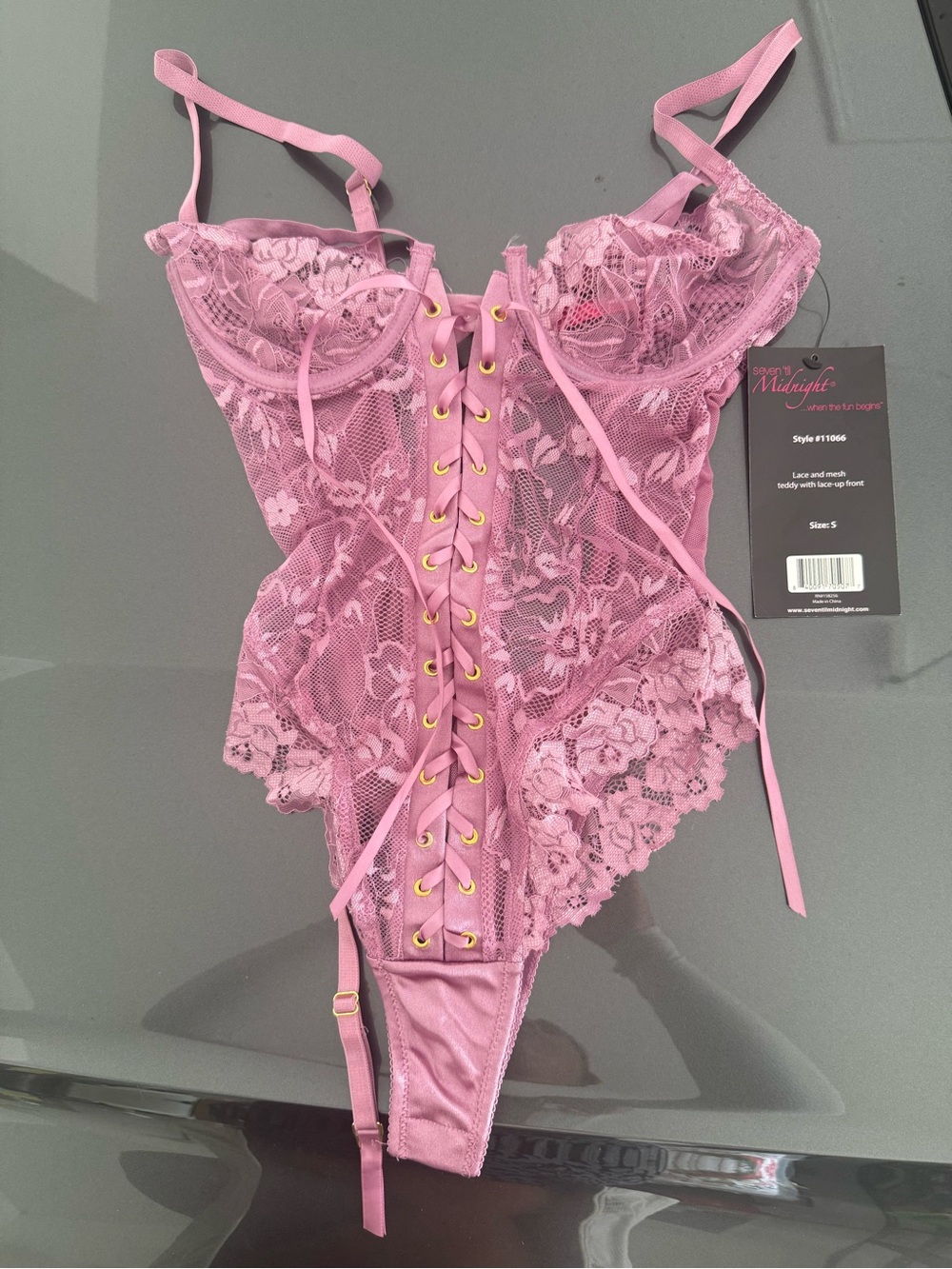Mauve lace teddy lingerie